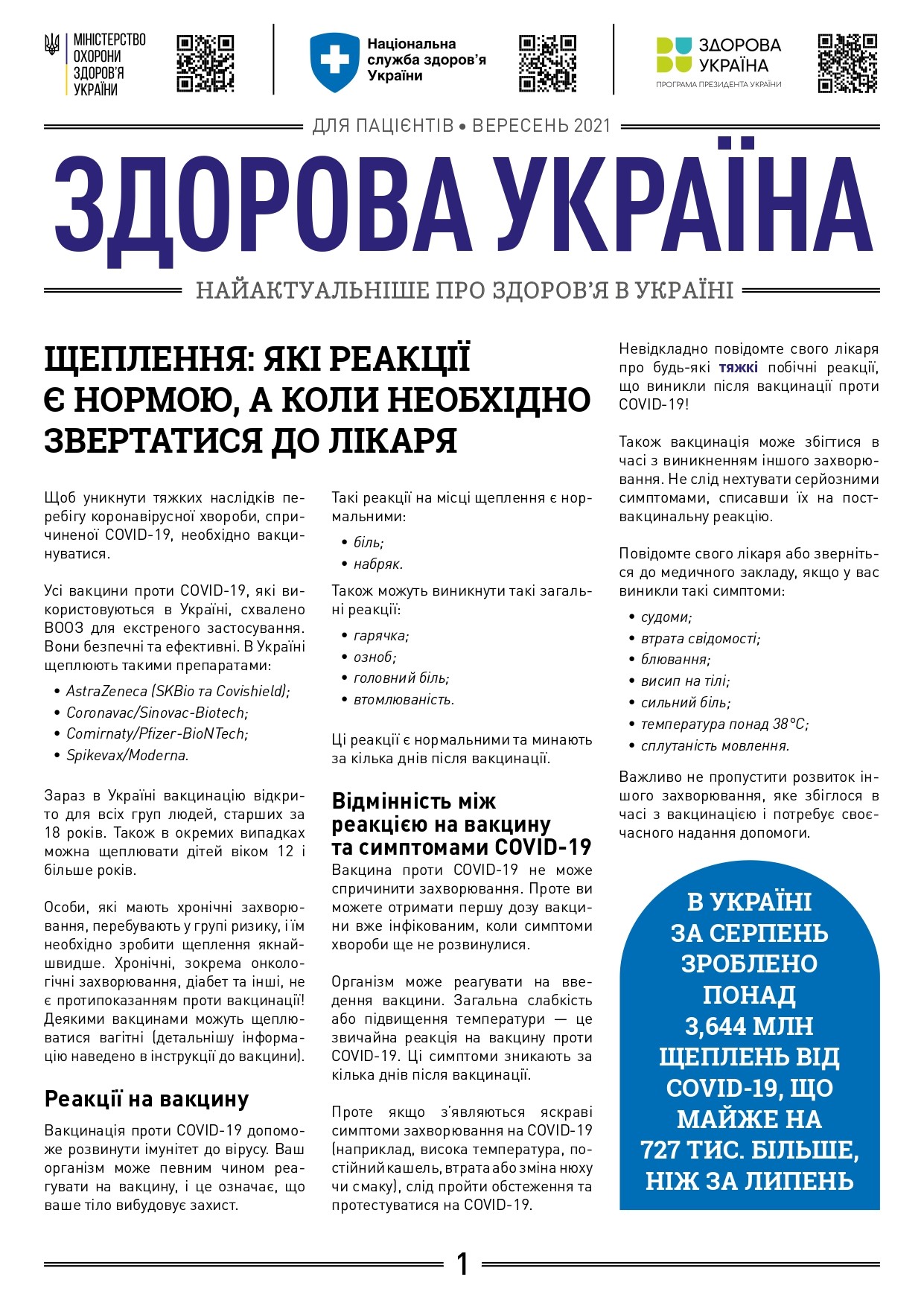 Дайджест вересень 2021 Найактуальніше про здоров'я в України